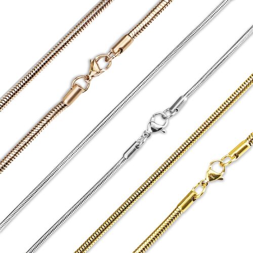 Schlangenkette 0,9 - 3,2 mm Edelstahlkette Damen Halskette silber 30 - 80 cm