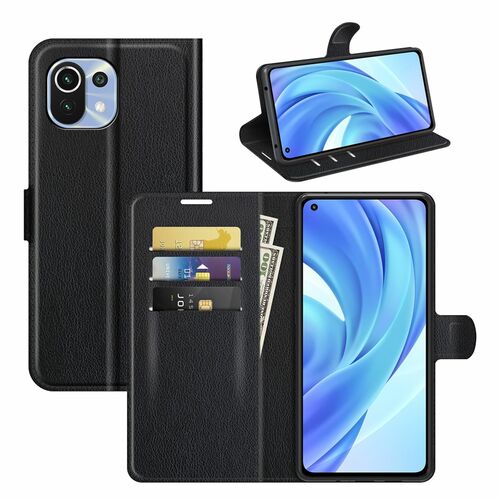 Handyh�lle f�r Xiaomi Mi 11 Lite Schutztasche Wallet Cover 360 Case Etuis Schwarz