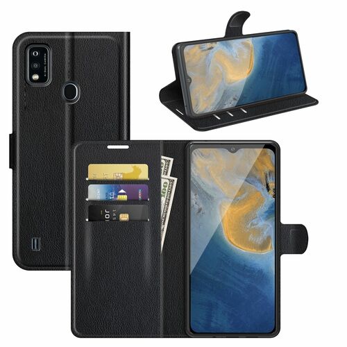 Handyh�lle f�r ZTE Blade A51 Schutztasche Wallet Cover 360 Case Etuis Schwarz 