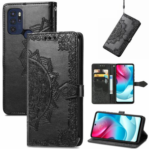Handyh�lle f�r Motorola Moto G60S Schutztasche Wallet Cover 360 Case Etuis Schwarz 