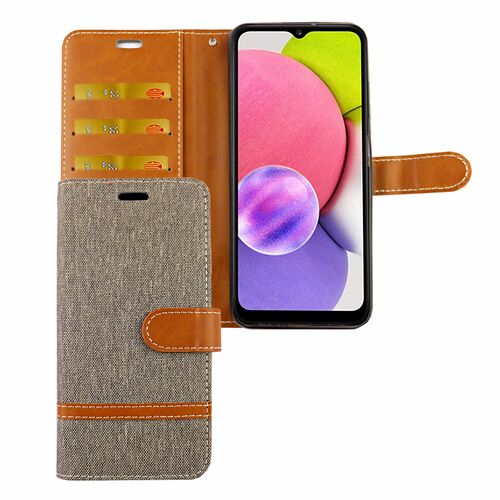 Samsung Galaxy A03s Tasche Handy H�lle Schutz-Cover Flip-Case mit Kartenfach 