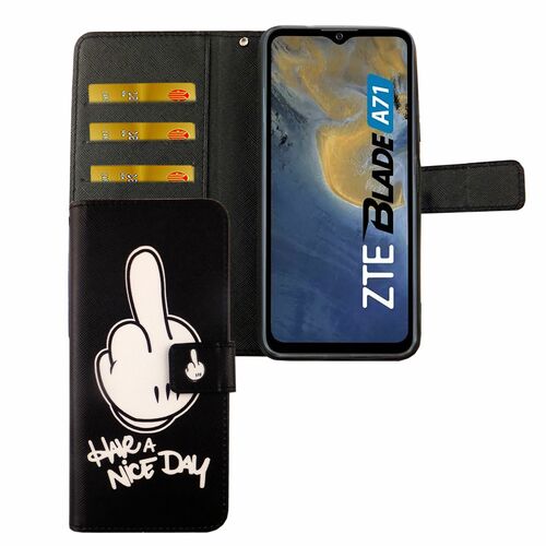 ZTE Blade A71 Tasche Handy H�lle Schutz-Cover Flip-Case mit Kartenfach 