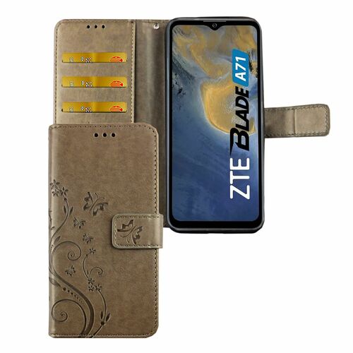 ZTE Blade A71 Tasche Handy H�lle Schutz-Cover Flip-Case mit Kartenfach 