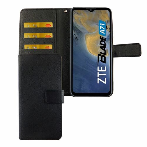 ZTE Blade A71 Tasche Handy H�lle Schutz-Cover Flip-Case mit Kartenfach 