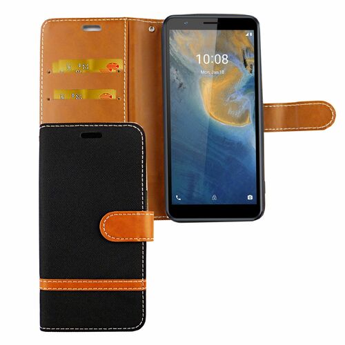 ZTE Blade A31 Tasche Handy H�lle Schutz-Cover Flip-Case mit Kartenfach 