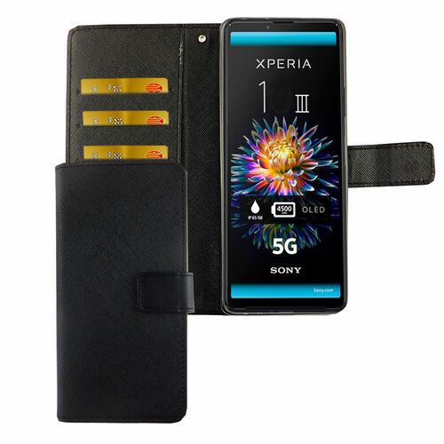 Sony Xperia 1 III Tasche Handy H�lle Schutz-Cover Flip-Case mit Kartenfach 