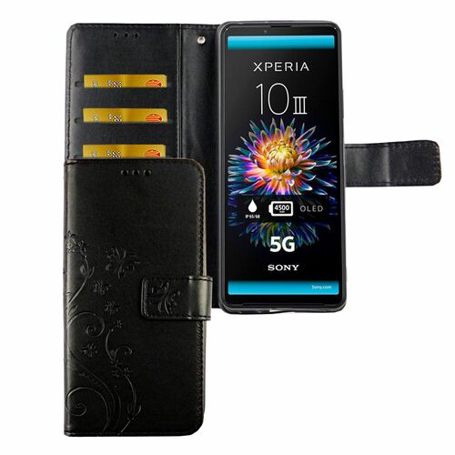 Sony Xperia 10 III Tasche Handy H�lle Schutz-Cover Flip-Case mit Kartenfach 