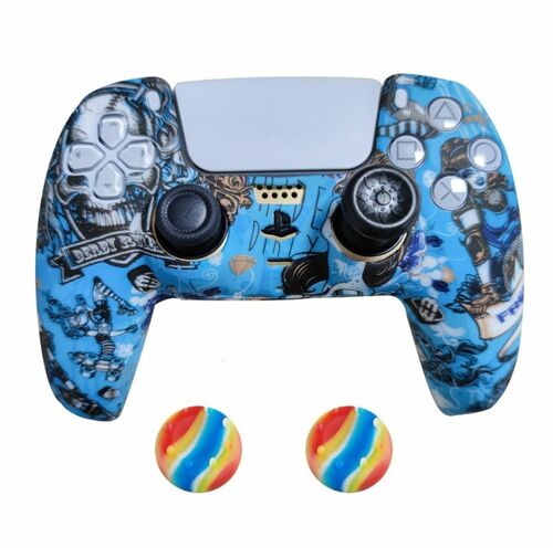 2x PS5 Controller Schutzh�lle Silikon Skin Schutz Cover Case DualSense Motiv 