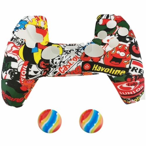 2x PS5 Controller Schutzh�lle Silikon Skin Schutz Cover Case DualSense Motiv 