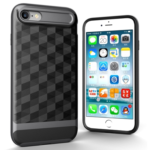 H�lle f�r Apple iPhone SE 2020 Backcover Case Handy Schutzh�lle - Cover 3D Prisma Design Grau