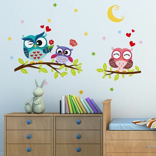 2x Wandtattoo Wandsticker Wandaufkleber Schlafzimmer Eulen Sticker Wanddekor DIY
