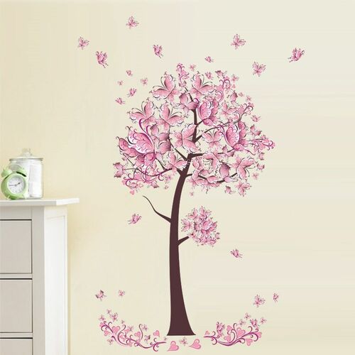2 x Wandtattoo Wandsticker Wandaufkleber Wohnzimmer Sticker Baum Schmetterling