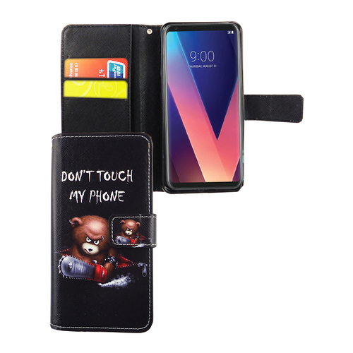 Handyh�lle Tasche f�r Handy LG V30 Schriftzug B�r mit Kettens�ge