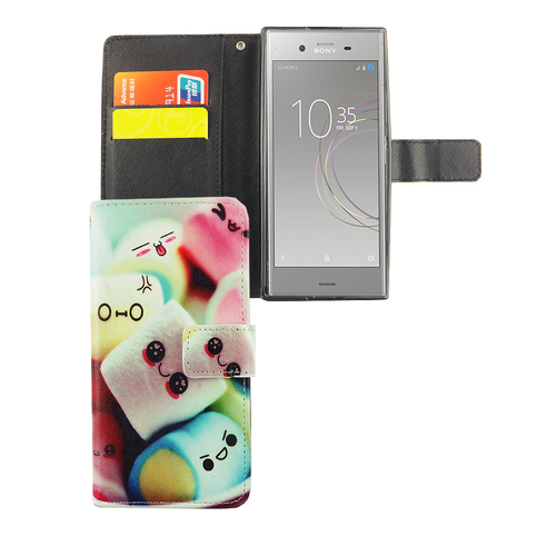 Handyh�lle Tasche f�r Handy Sony Xperia XZ1 Schriftzug Marshmallows