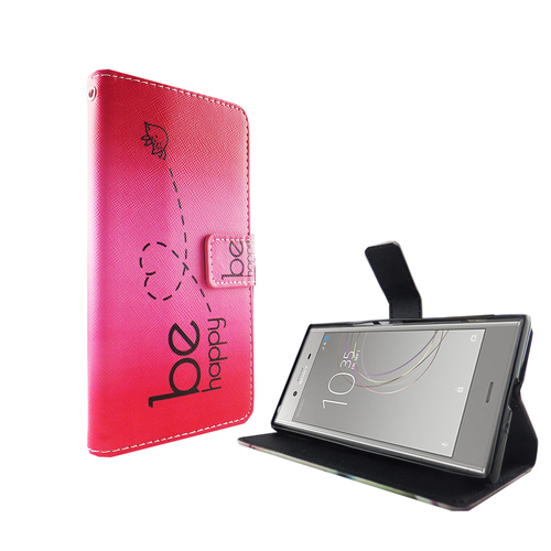 Handyh�lle Tasche f�r Handy Sony Xperia XZ1 Be Happy Pink