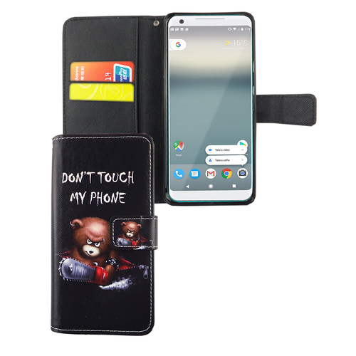 Handyh�lle Tasche f�r Handy Google Pixel XL 2 Schriftzug B�r mit Kettens�ge