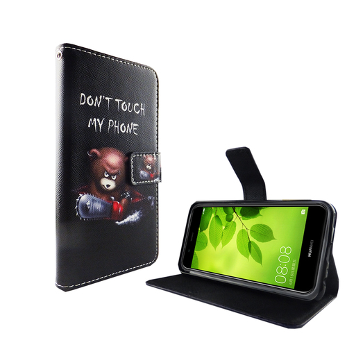 Handyh�lle Tasche f�r Handy Huawei Nova 2 Plus Schriftzug B�r mit Kettens�ge