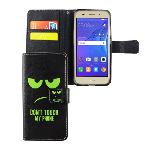 Dont Touch My Phone Handyh�lle Huawei Y3 2017 Klapph�lle Wallet Case