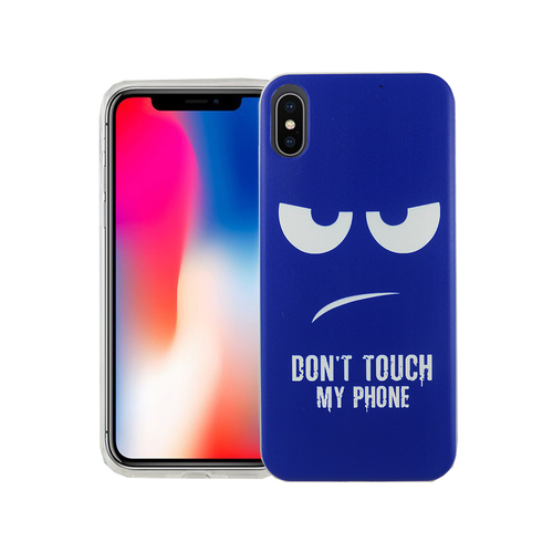 Handy H�lle f�r Apple iPhone X Cover Case Schutz Tasche Motiv Slim Silikon TPU Dont Touch My Phone Blau
