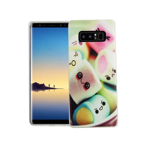 Handy H�lle f�r Samsung Galaxy Note 8 Cover Case Schutz Tasche Motiv Slim Silikon TPU Schriftzug Marshmallows