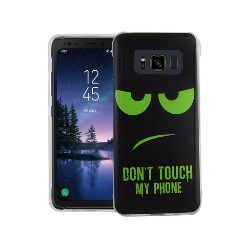 Handy H�lle f�r Samsung Galaxy S8 Active Cover Case Schutz Tasche Motiv Slim Silikon TPU Dont Touch My Phone Gr�n