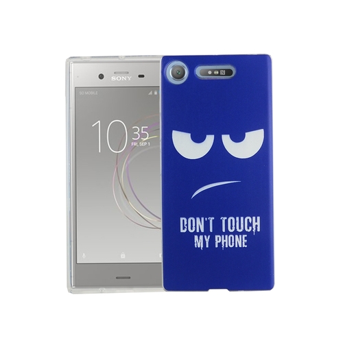 Handy H�lle f�r Sony Xperia XZ1 Cover Case Schutz Tasche Motiv Slim Silikon TPU Dont Touch My Phone Blau