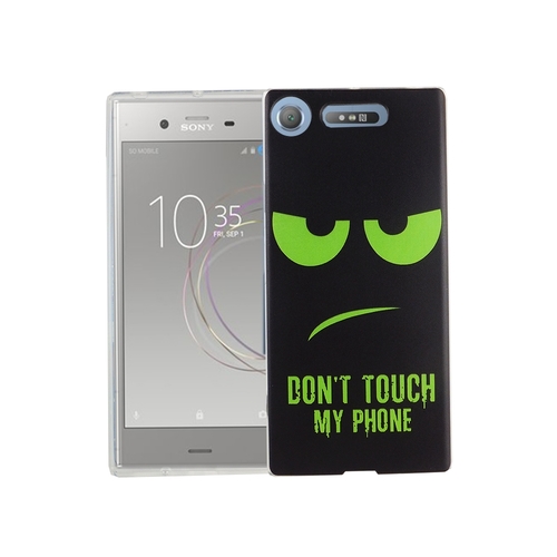 Handy H�lle f�r Sony Xperia XZ1 Cover Case Schutz Tasche Motiv Slim Silikon TPU Dont Touch My Phone Gr�n