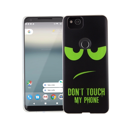 Handy H�lle f�r Google Pixel 2 Cover Case Schutz Tasche Motiv Slim Silikon TPU Dont Touch My Phone Gr�n