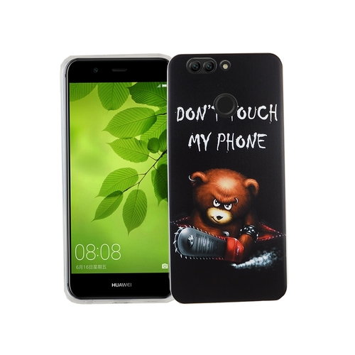 Handy H�lle f�r Huawei Nova 2 Plus Cover Case Schutz Tasche Motiv Slim Silikon TPU Schriftzug B�r mit Kettens�ge