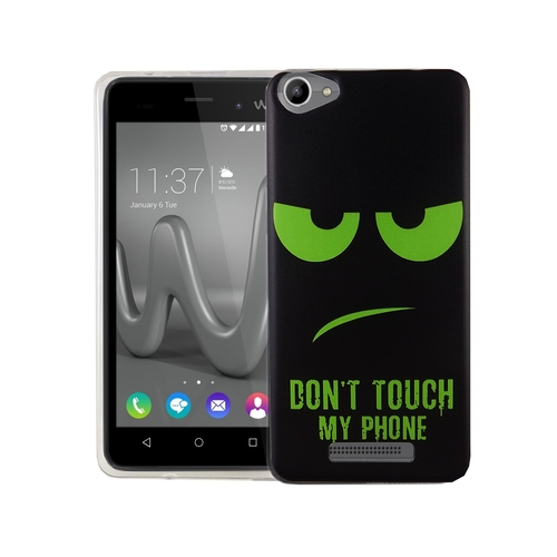 Handy H�lle f�r Wiko Lenny 3 Max Cover Case Schutz Tasche Motiv Slim Silikon TPU Dont Touch My Phone Gr�n