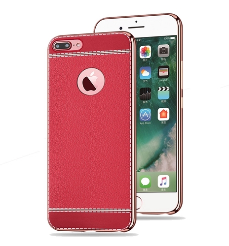 Handy H�lle f�r Apple iPhone 7 Plus Schutz Case Tasche Bumper Kunstleder Rot