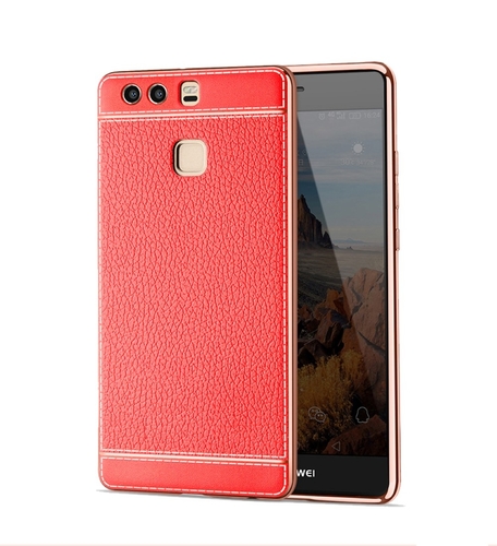 Handy H�lle f�r Huawei P9 Lite Schutz Case Tasche Bumper Etuis Kunstleder Rot