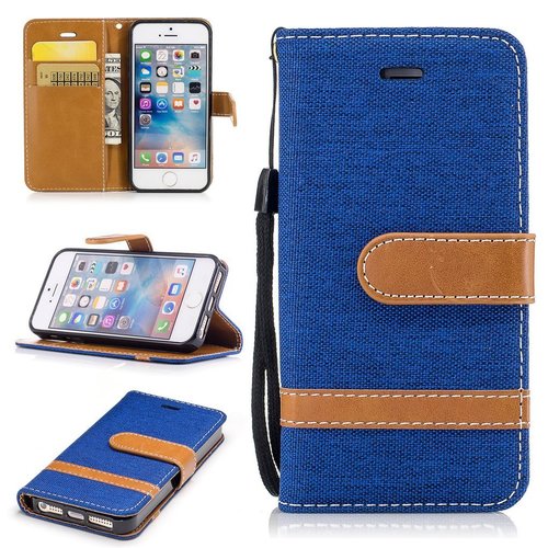 Tasche f�r Apple iPhone 5 / 5s / SE Jeans Cover Handy Schutz H�lle Case Blau