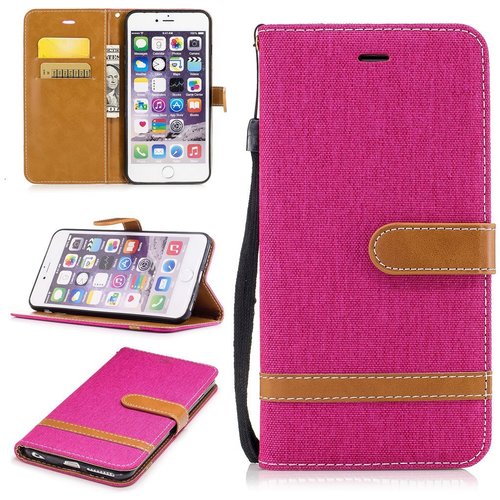 Tasche f�r Apple iPhone 6 / 6s Jeans Cover Handy Schutz H�lle Case Pink