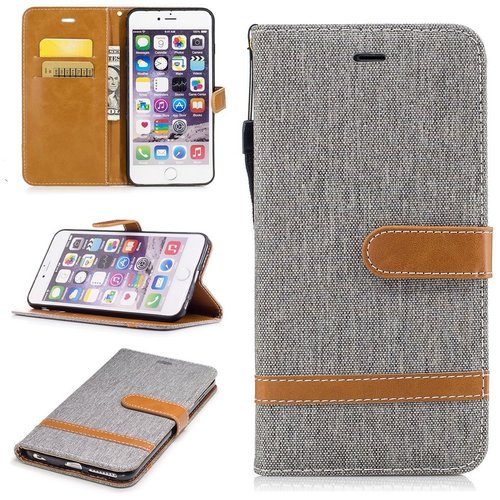 Tasche f�r Apple iPhone 6 / 6s Jeans Cover Handy Schutz H�lle Case Grau