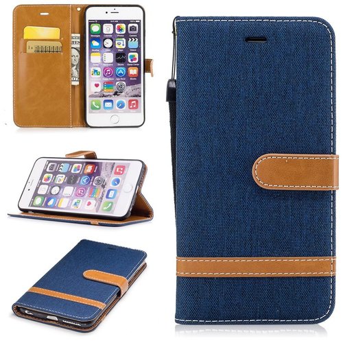 Tasche f�r Apple iPhone 6s Plus Jeans Cover Handy Schutz H�lle Case Dunkelblau