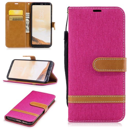 Tasche f�r Samsung Galaxy S8 Jeans Cover Handy Schutz H�lle Case Pink
