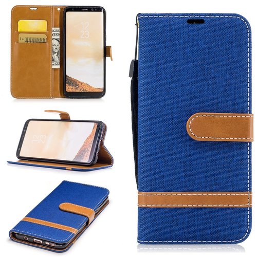 Tasche f�r Samsung Galaxy S8 Jeans Cover Handy Schutz H�lle Case Blau