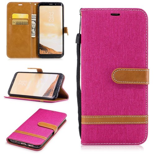 Tasche f�r Samsung Galaxy S8+ PLus Jeans Cover Handy Schutz H�lle Case Pink