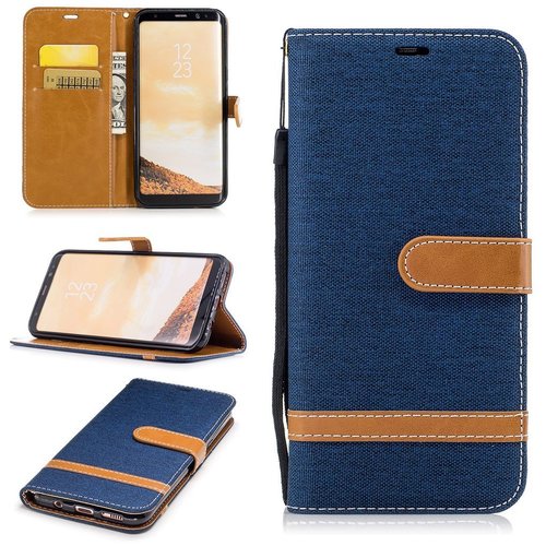 Tasche f�r Samsung Galaxy S8+ PLus Jeans Cover Handy Schutz H�lle Case Dunkelblau