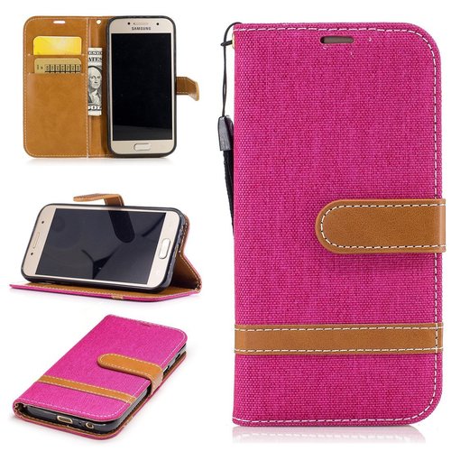 Tasche f�r Samsung Galaxy A3 2017 Jeans Cover Handy Schutz H�lle Case Pink
