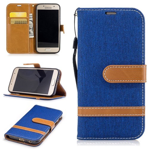 Tasche f�r Samsung Galaxy A3 2017 Jeans Cover Handy Schutz H�lle Case Blau