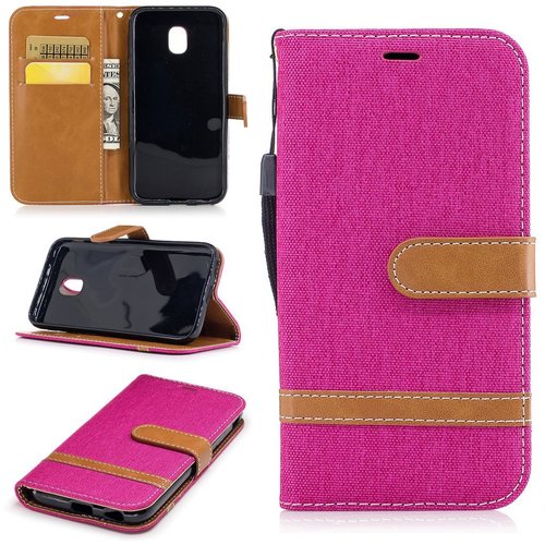 Tasche f�r Samsung Galaxy J3 2017 Jeans Cover Handy Schutz H�lle Case Pink