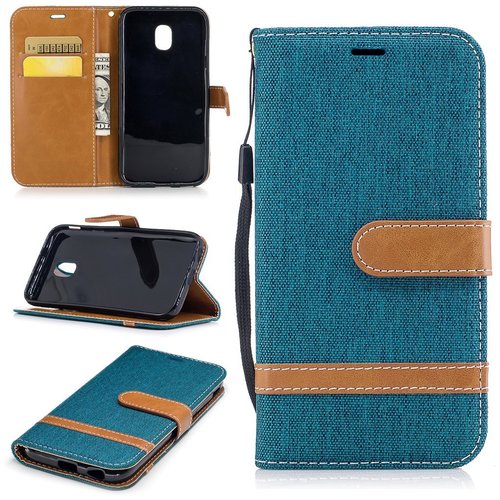 Tasche f�r Samsung Galaxy J5 2017 Jeans Cover Handy Schutz H�lle Case Gr�n