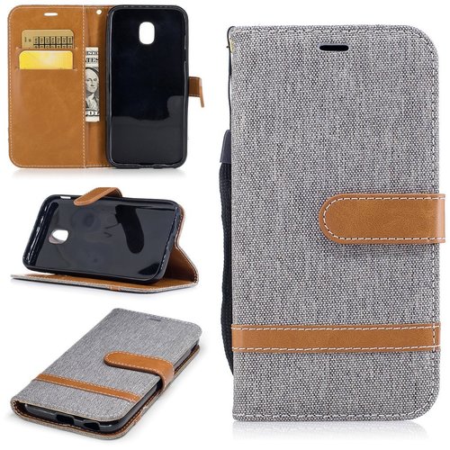 Tasche f�r Samsung Galaxy J5 2017 Jeans Cover Handy Schutz H�lle Case Grau