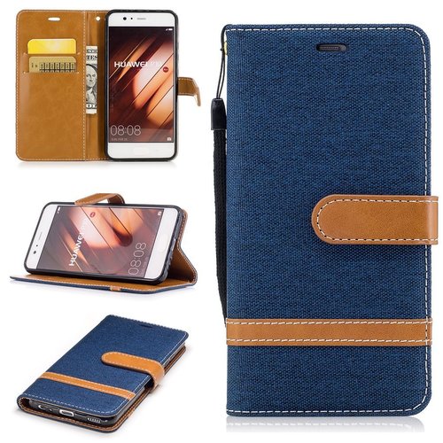 Tasche f�r Huawei P10 Jeans Cover Handy Schutz H�lle Case Dunkelblau