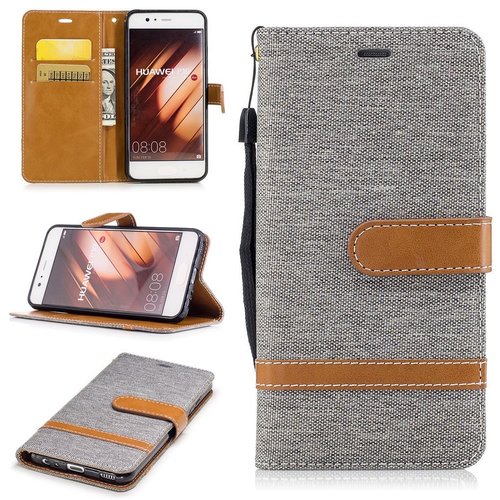 Tasche f�r Huawei P10 Jeans Cover Handy Schutz H�lle Case Grau