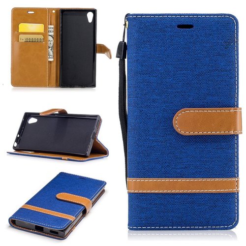 Tasche f�r Sony Xperia XA1 Jeans Cover Handy Schutz H�lle Case Blau