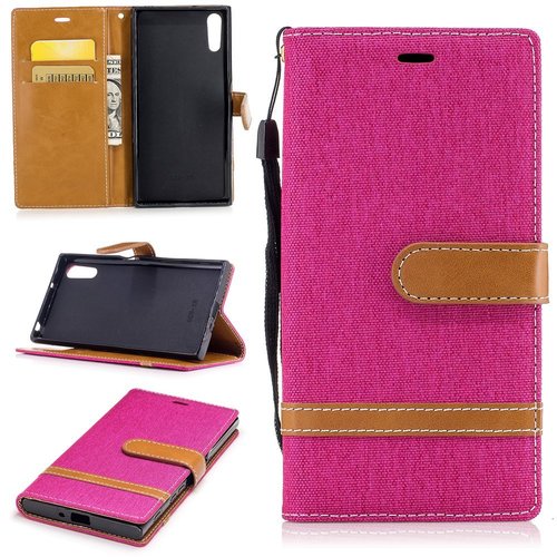 Tasche f�r Sony Xperia XZs Jeans Cover Handy Schutz H�lle Case Pink