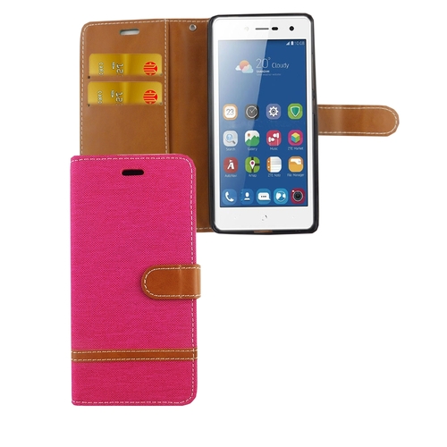 Tasche f�r ZTE Blade L7 Jeans Cover Handy Schutz H�lle Case Pink
